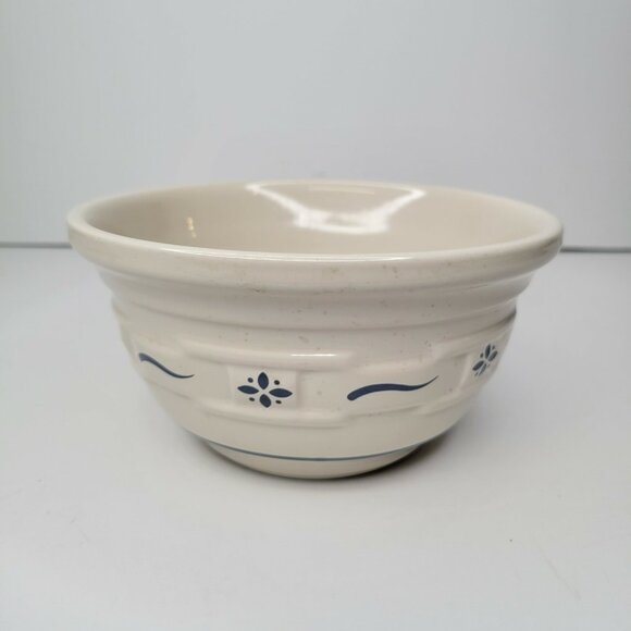 Longaberger Pottery Small Bowl Basketweave Blue Ivory Made In USA - Picture 3 of 7